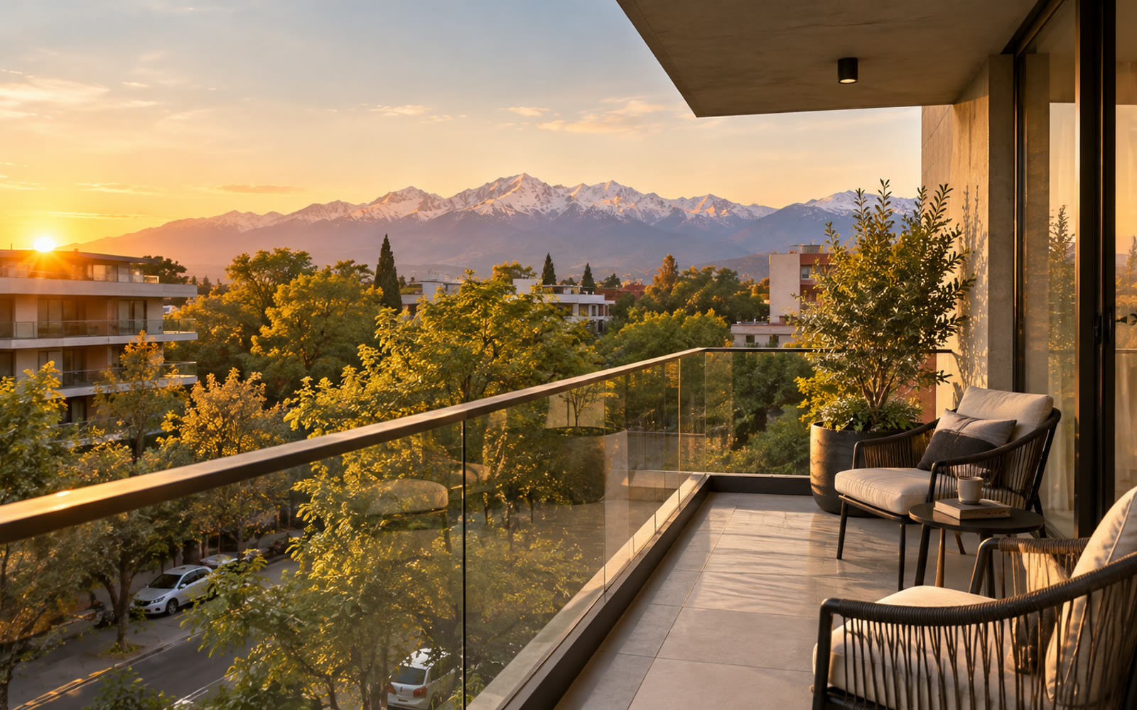 Casa con pileta y la cordillera nevada de fondo
